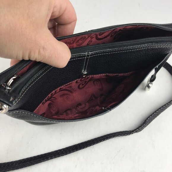 Brighton Handbag D298323 Womens Tasseled Shoulder Strap‎ Lined  Black/Brown - Picture 9 of 14